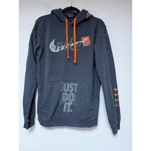 Nike Just Do It Graphic Hoodie Black Orange Mens Size M‎